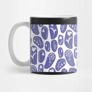 Very Peri Purple and White Flower Silhouettes Pattern Mug